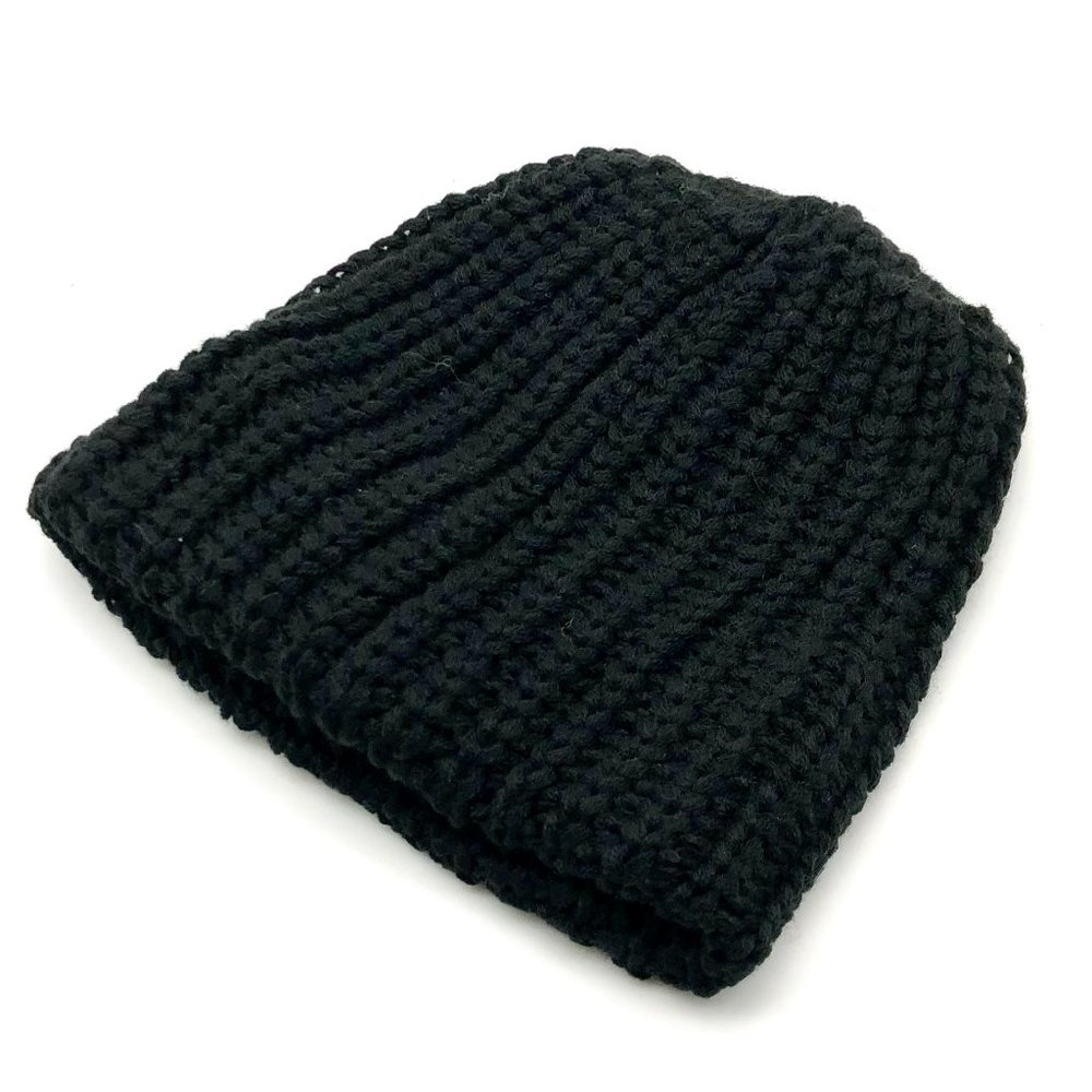 Black Winter beanie hat cap for men women teen youth cable knit
